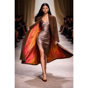 Vintage Y2K Han Feng Boiled Wool Designer Coat Hand-Dyed Silk Lining – Size M